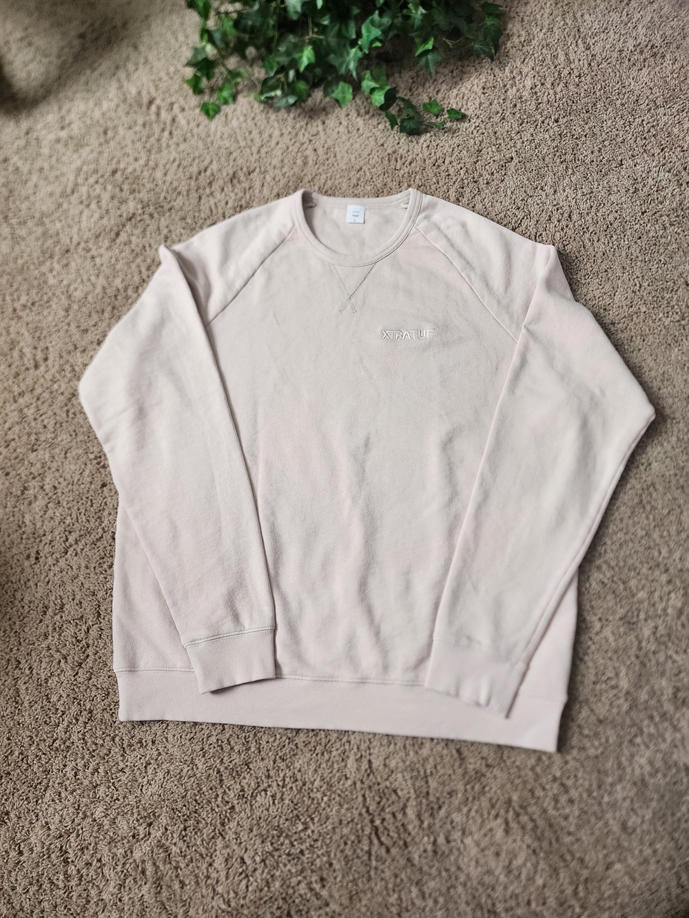 Men's Crewneck Sweatshirt in Beige with Subtle Logo